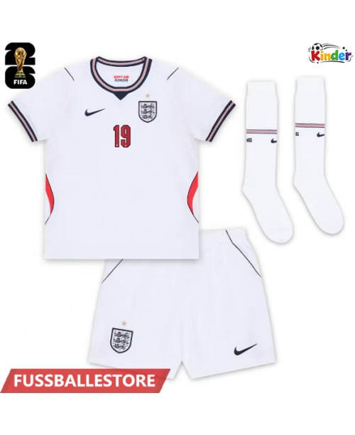 Günstige England Ollie Watkins #19 Heimtrikotsatz Kinder WM 2026 Kurzarm (+ Kurze Hosen)